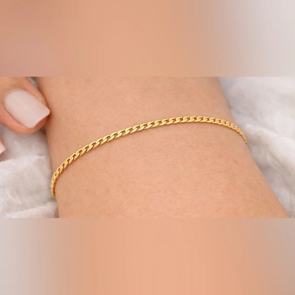 10K Solid Gold Cuban Link Bracelet ✨ 7” Flat Curb Chain ALI Hallmark NEW